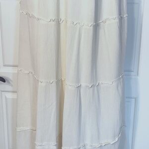 Hollister Cream Tiered Lined Boho Peasant Cottage Hippy Maxi Skirt S